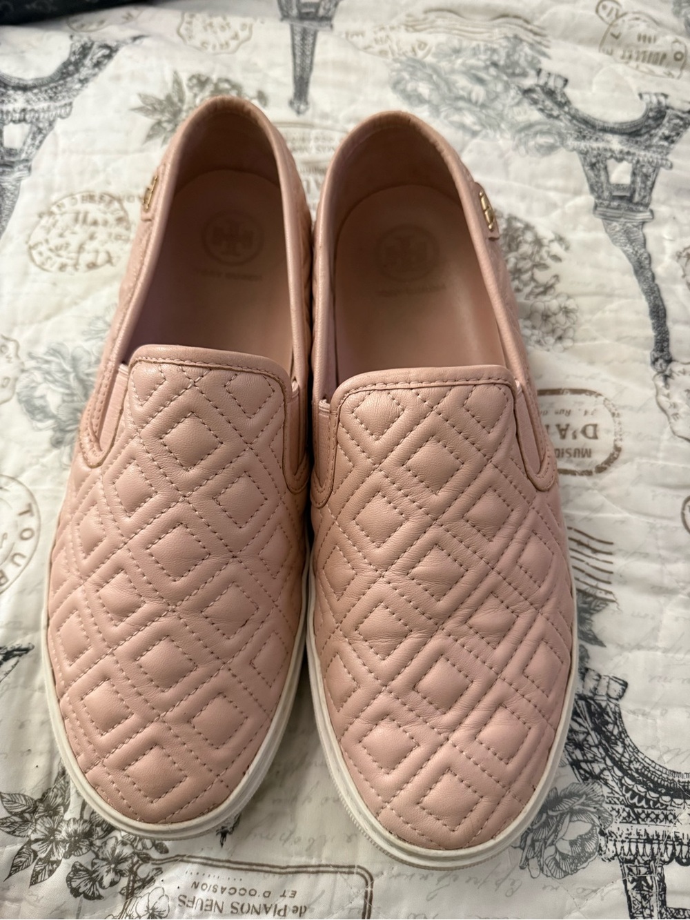 Tory Burch Blush Quilted Leather Slip-On Sneakers